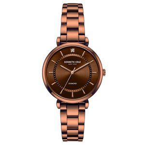 Kenneth Cole KC51114018 Diamond Accented Brown Dial Stainless Steel Wristwatch